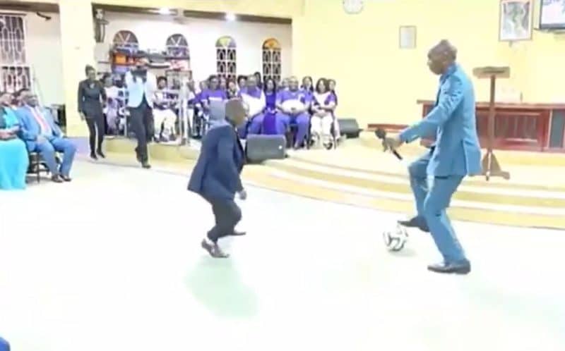  Watch shocking video of pastor ‘healing’ church members with football