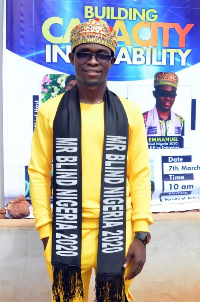  SPOTLIGHT: Meet Emmanuel, Mr. Blind Nigeria 2020 who empowered 29 visually impaired students with laptops, cash prizes