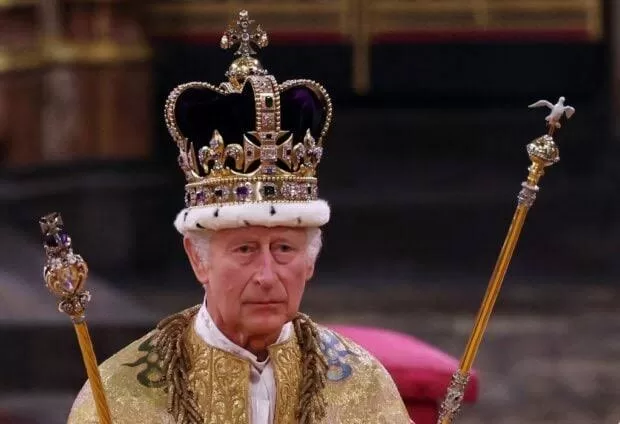 King Charles III at his coronation ceremony
