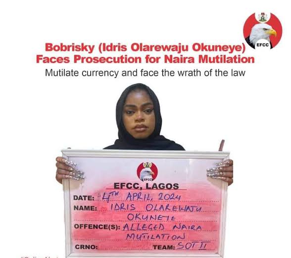  Bobrisky arrested for spraying naira… here’s what  the law says