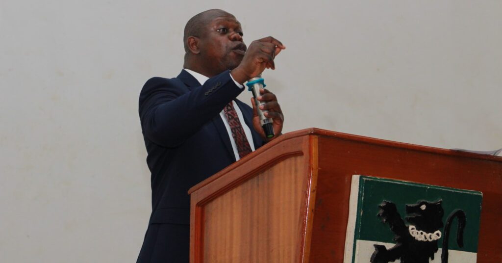 Dr. Obinna Ezeobi, media and publicity manager of the Nigerian Content Development Management Board (NCDMB), speaks in UNN.