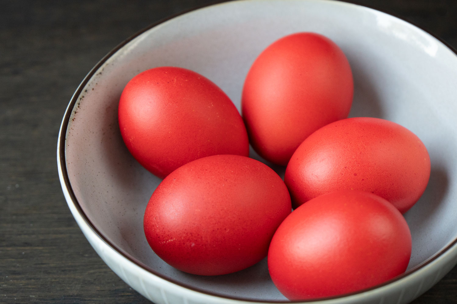 Red Eggs in a bowl