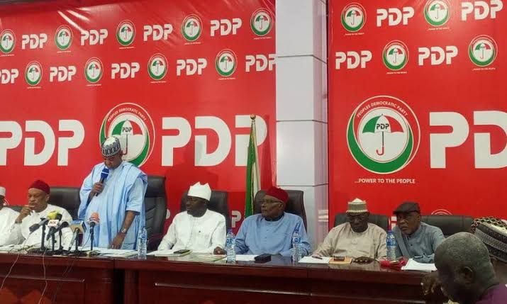 Members of the People's Democratic Party (PDP) in a meeting. Photo Credit- Pulse Nigeria