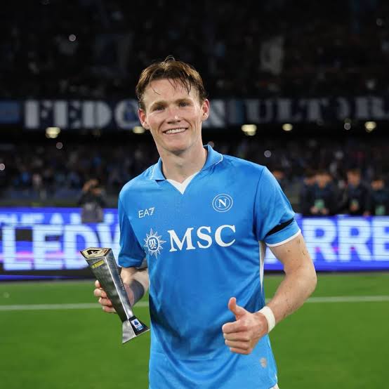 Napoli midfielder, Scott McTominay in celebration after winning the Italian Serie A best player. Photo Credit- Skysports/X