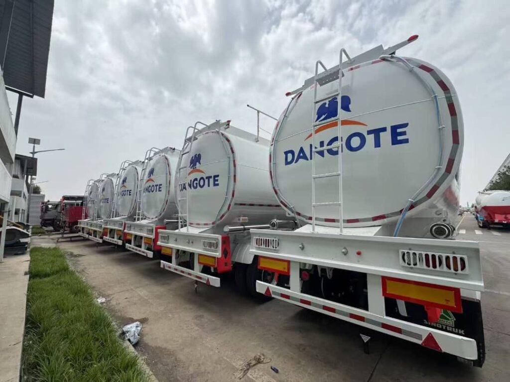 Dangote Refinery oil tankers for distribution of petrol across Nigeria. Photo Credit- Kalu Aja/X