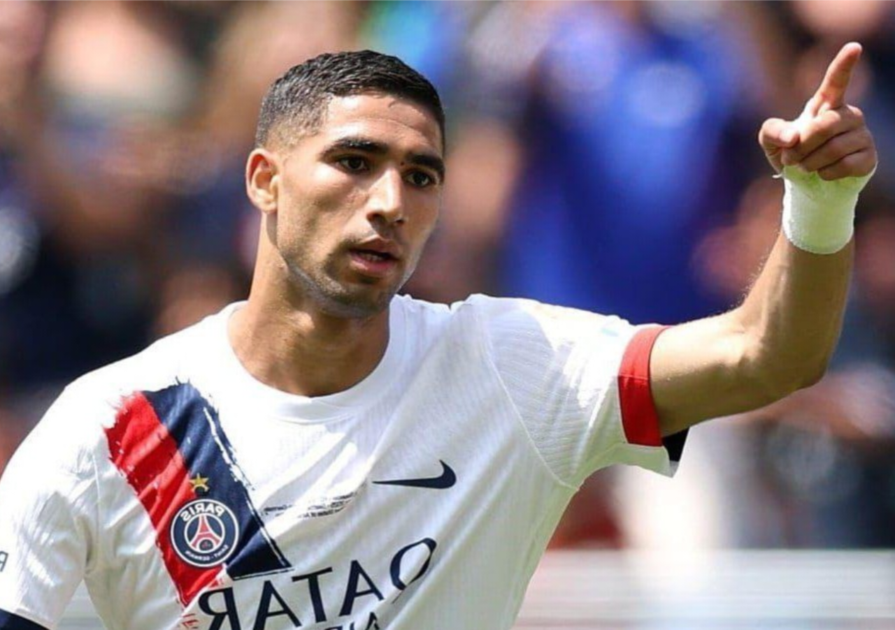 Morocco's and PSG's defender, Achraf Hakimi in the 2025 FIFA CWC. Photo Credit- Skysports/ WhatsApp