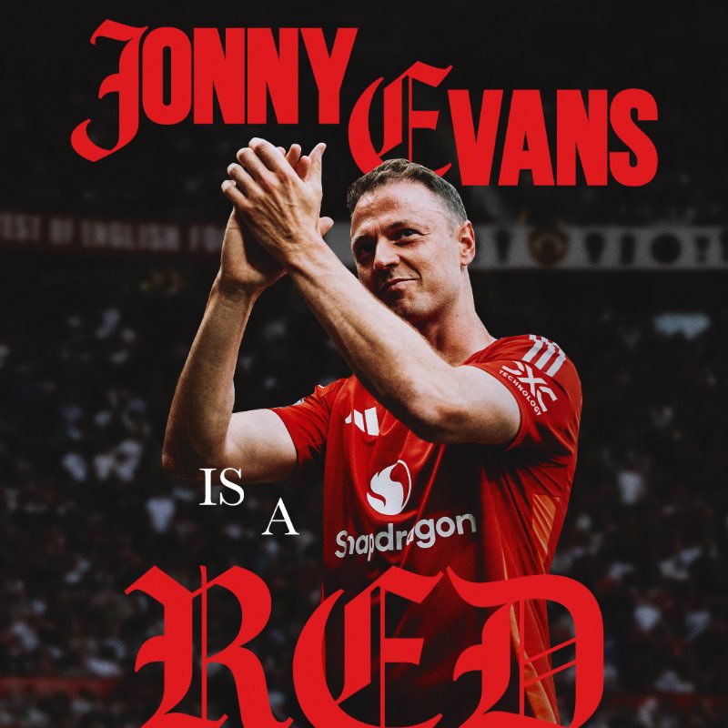 A Jonny Evans appreciation poster. Photo Credit- Fabrizio/X
