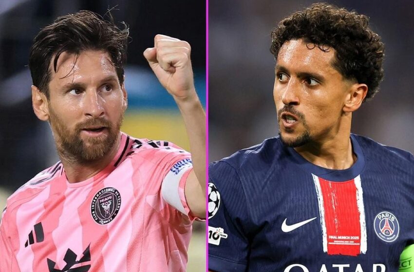 Inter Miami forward, Lionel Messi (left) with PSG's defender, Marquinhos