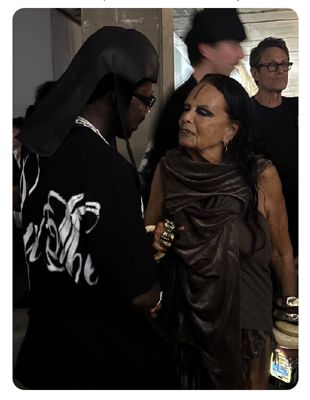 Viral photo of Nigerian artiste, Asake with grand fashion designer, Michele Lamy. Photo Credit- Instablog/X