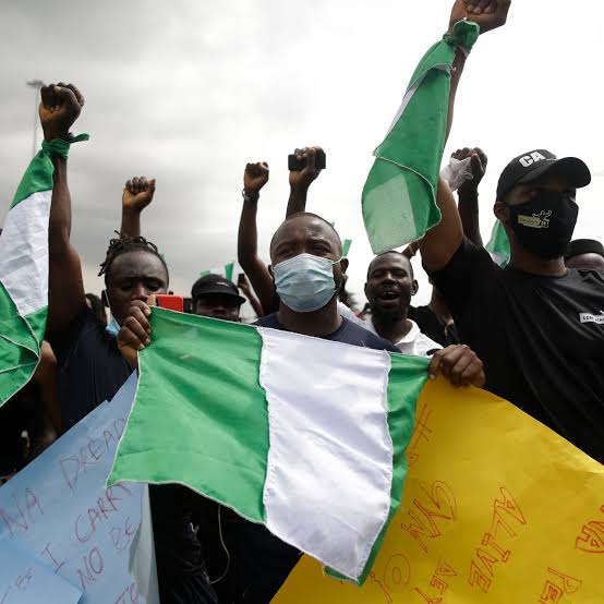 Nigerians exercising their civil liberty in a peaceful protest against bad leadership. Photo Credit- WSJ