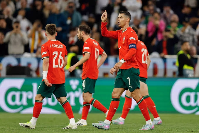 Portugal's players in UEFA Nations League final match against Spain. Photo Credit-UEFA Euro