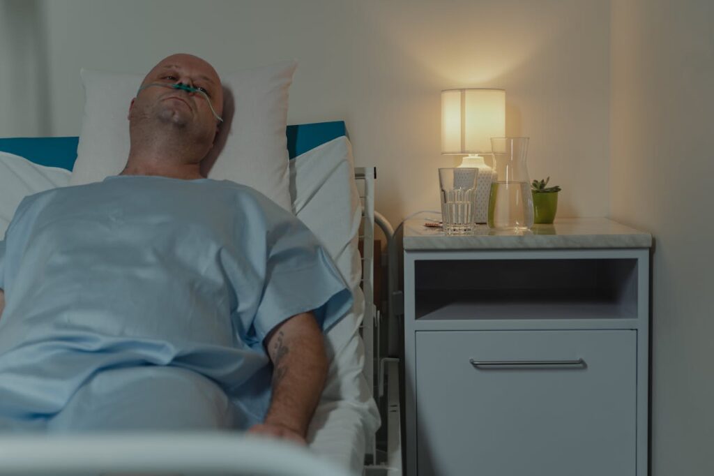 Person on dying bed