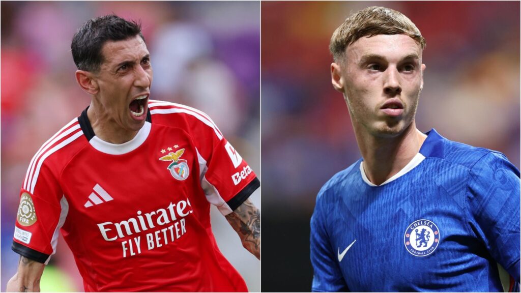 Benfica's midfielder, Angel Di Maria (left) and Chelsea's midfielder, Cole Palmer (right). Photo Credit- DAZN