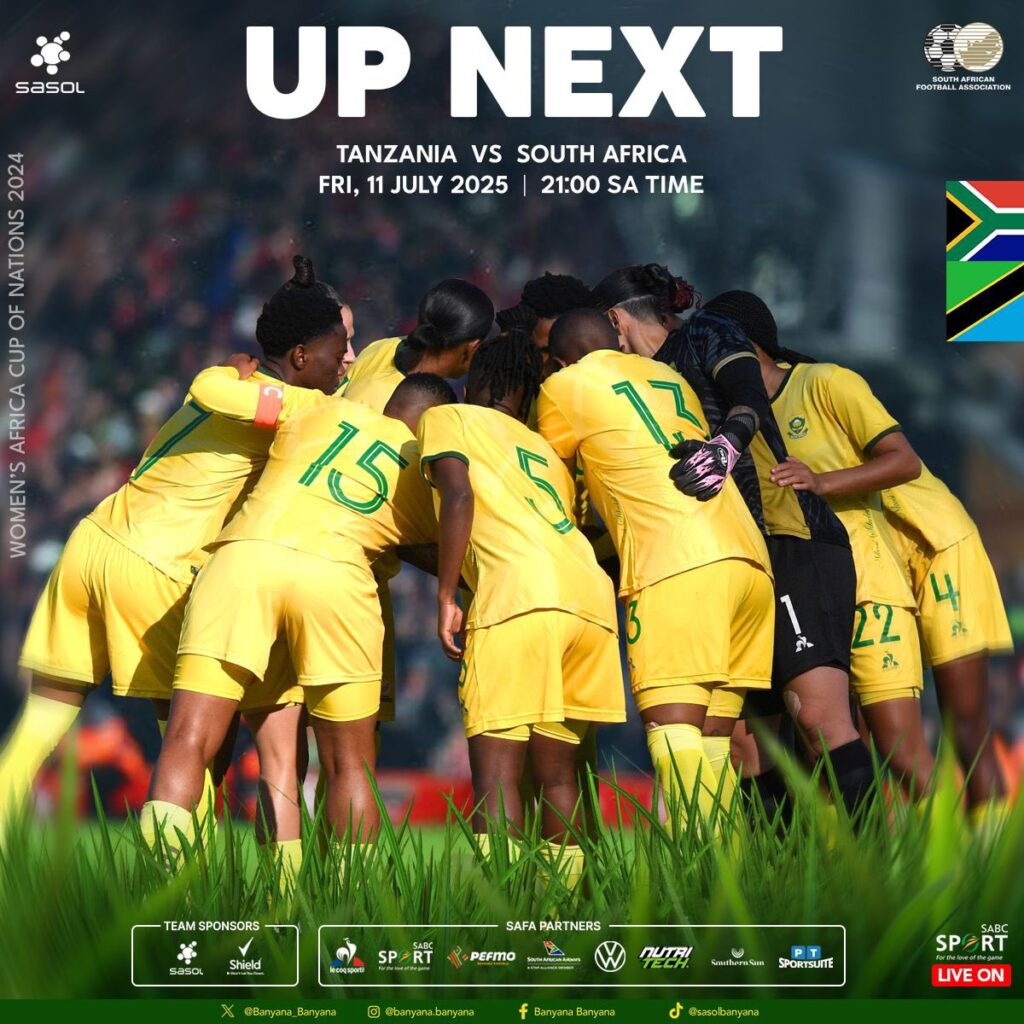 WAFCON 2025: South Africa face Tanzania in key Group C battle — Preview, tactics, and prediction. Photo credit: Banyana_Banyana/X