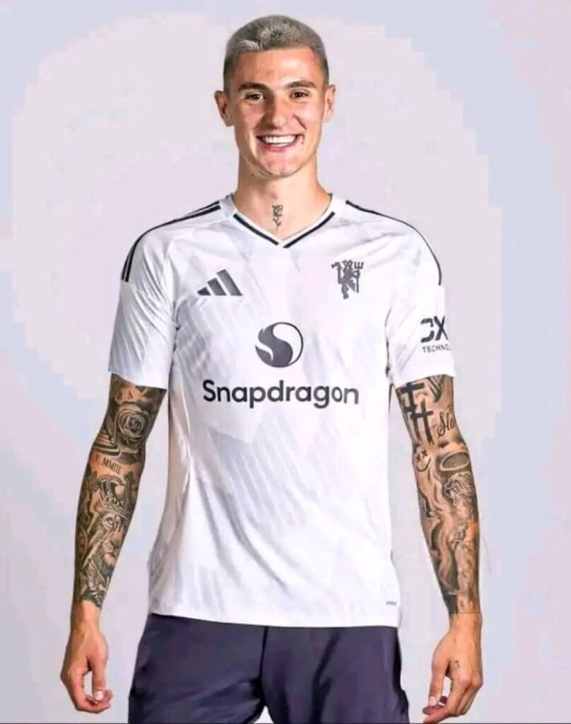 Benjamin Sesko with a potential move to Manchester United. Photo Credit- Manchester United WhatsApp forum