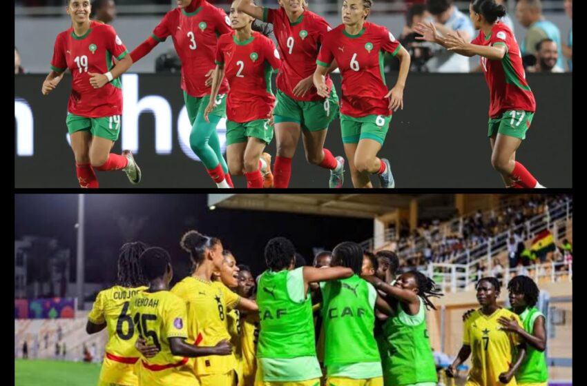 Morocco vs Ghana in the 2025 WAFCON semifinal. Photo Credit- Author's collage