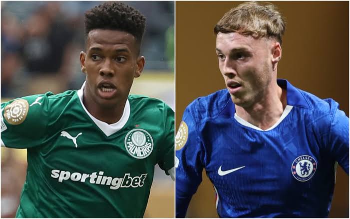 Palmeiras forward, Estevao Willian (left) with Chelsea's midfielder Cole Palmer (right). Photo Credit- Evening Standard