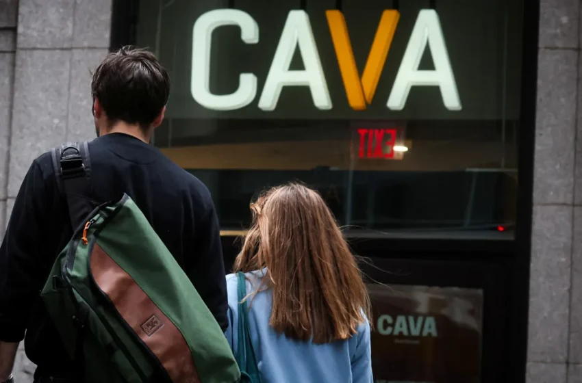 Customers arrive at a Cava restaurant in New York City on June 22, 2023. Brendan Mcdermid | Reuters