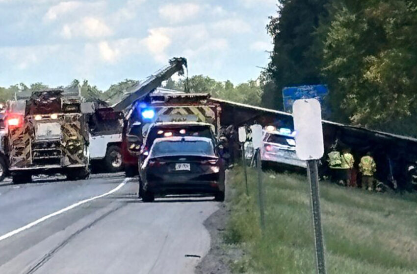 Tour bus overturns on I-90 near Pembroke, leaving several dead and dozens injured.