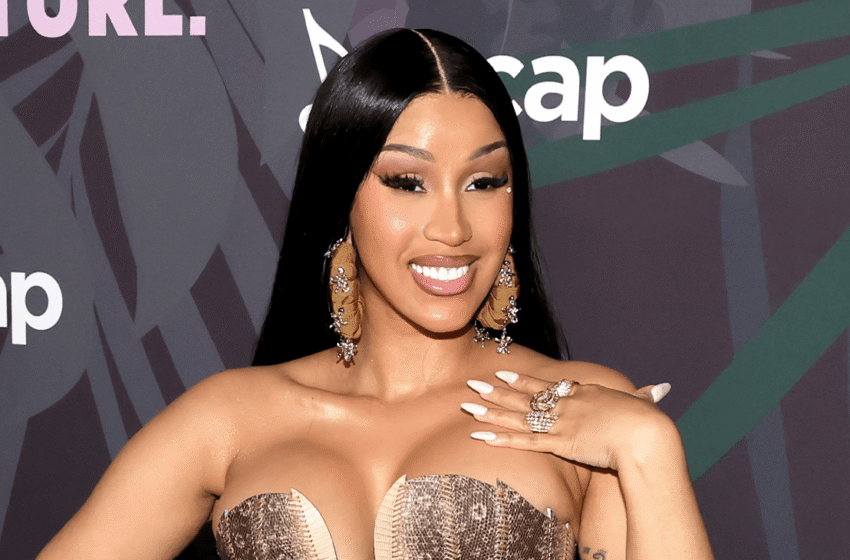 A picture of Cardi B on a red carpet