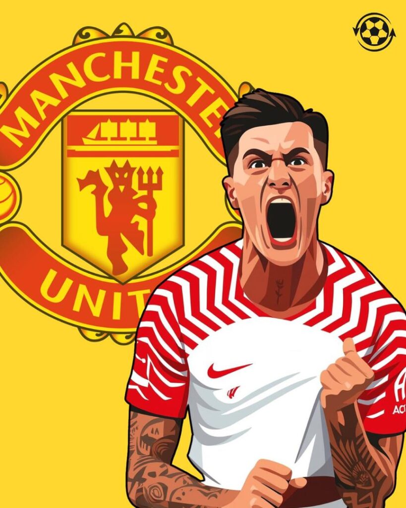 RB Leipzig forward, Benjamin Sesko agrees deal with Manchester United. Photo Credit- Total Football/X