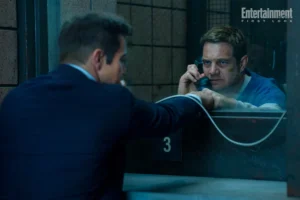 Jeremy Renner as Mike McLusky and Taylor Handley as Kyle McLusky. Credit: Dennis P. Mong Jr./Paramount+