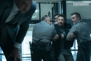 Clayton Cardenas as Torres and Jeremy Renner as Mike McLusky. Credit: Dennis P. Mong Jr./Paramount+