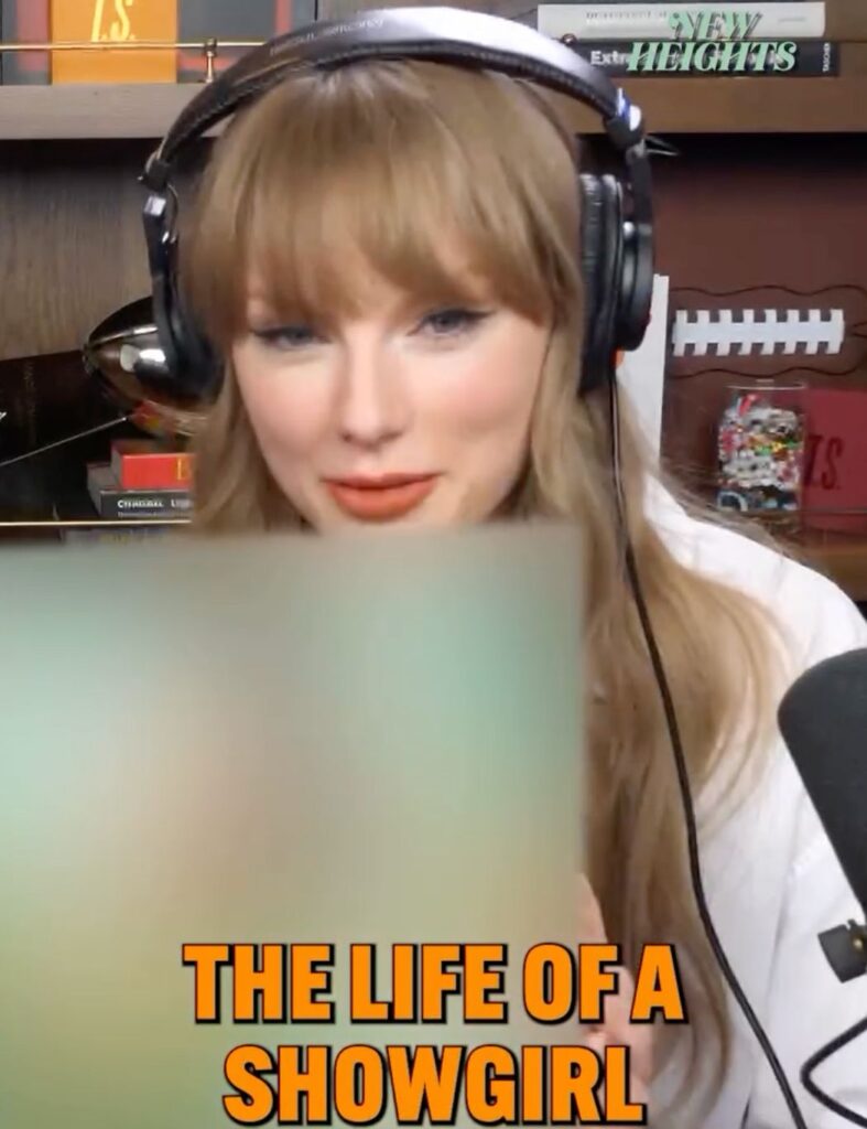 Taylor Swift unveils 'The Life of a Showgirl' album details on New Heights podcast.
