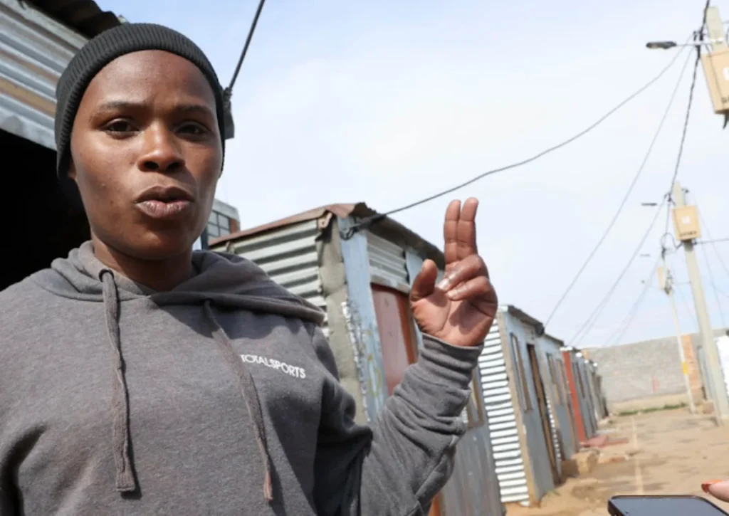 Thobeka Biyela, shot by stray bullets while sleeping in her shack at Denver settlement.