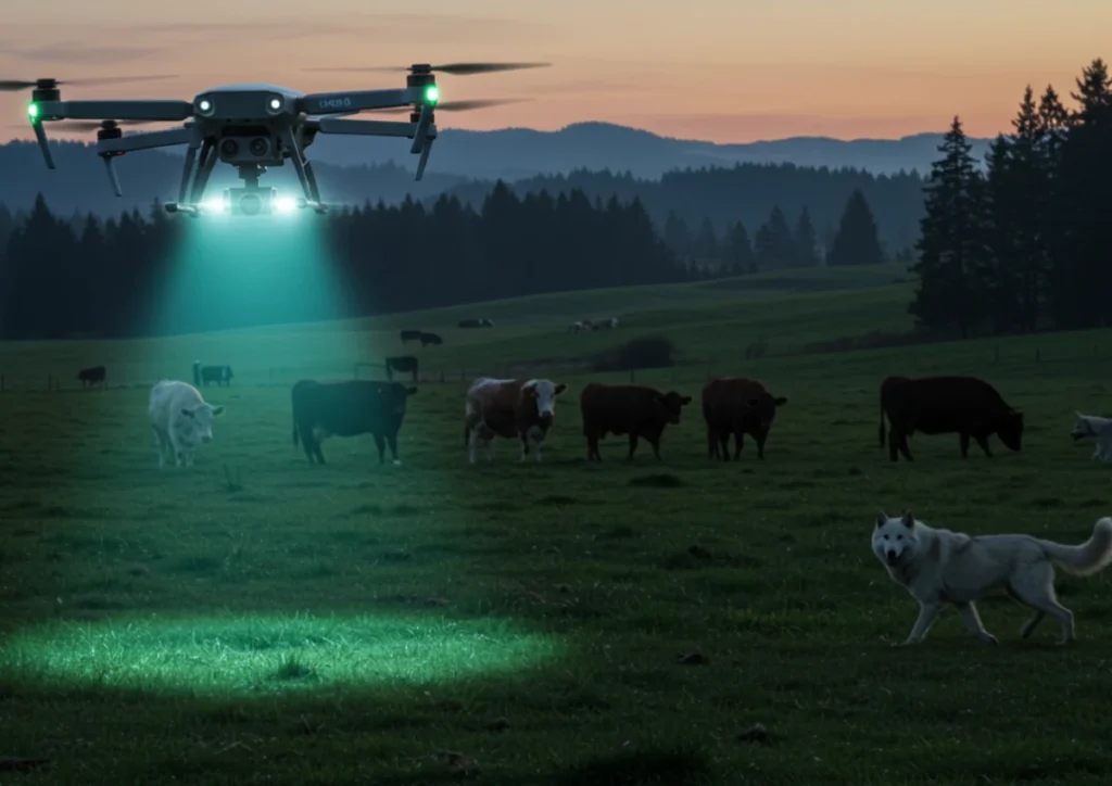 Drone hovering over cattles