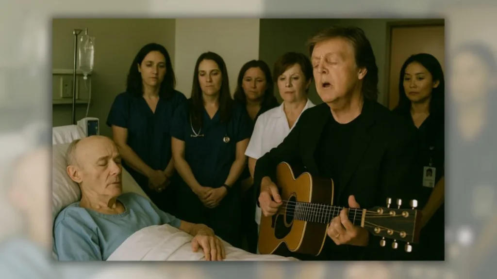 Viral social media posts falsely claimed Paul McCartney sang “Hey Jude” to Phil Collins in a hospital. Images were AI-generated and no credible sources confirmed the story.