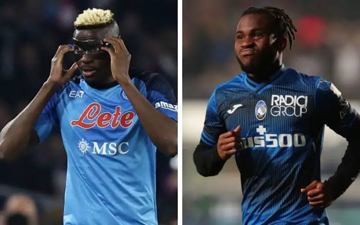 Ex Napoli forward, Victor Osimhen (left) and Atalanta forward, Ademola Lookman (right) Photo Credit- Vanguard