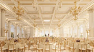 An architectural rendering of the new State Dining Room that President Trump has commissioned. Picture: The White House