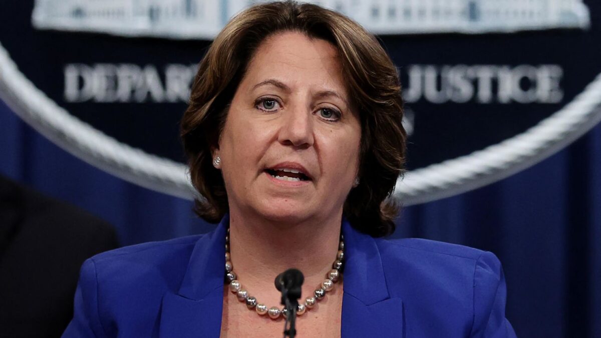 Lisa Monaco speaks during a news conference at the Justice Department in Washington. Image Credit: JONATHAN ERNST/AFP/POOL/Getty Images