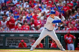 Anthony Rizzo of the Chicago Cubs  in Cincinnati, Ohio, in 2021. Image Credit: Jamie Sabau/Getty Images file