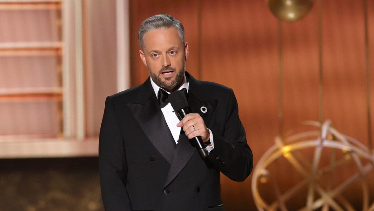 Nate Bargatze hosting the 2025 Emmys. Kevin Winter/Getty Images