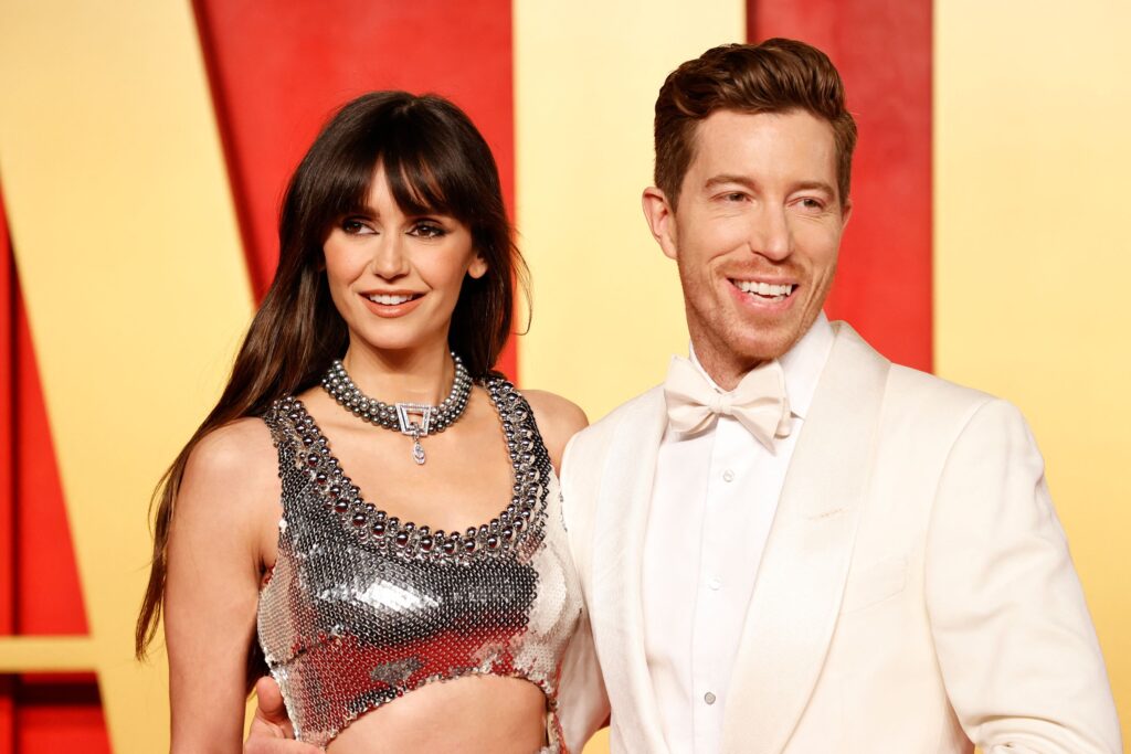 Nina Dobrev and Shaun White in March. Michael Tran/AFP/Getty Images