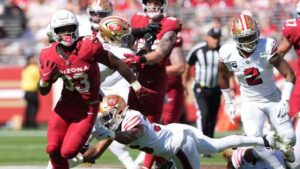 Trey Benson will be one of the running backs expected to fill the void created by James Conner's injury. Image Credit: Kavin Mistry/Getty Images