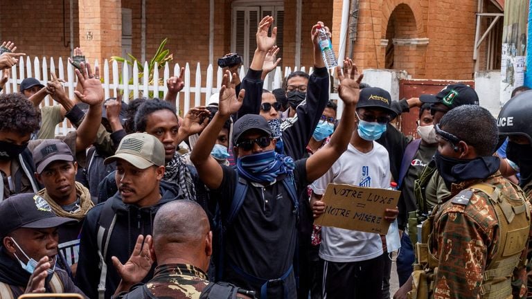 Madagascar citizens on the street in protest. Photo Credit- Market Screener