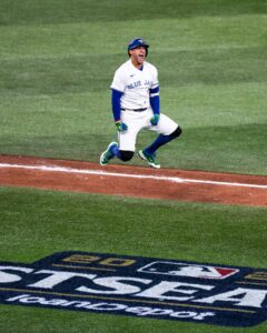 George Springer celebrates his Game 7 home run that sent the Blue Jays to the 2025 World Series.