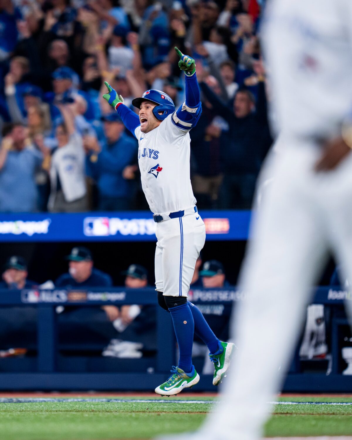George Springer celebrates his Game 7 home run that sent the Blue Jays to the 2025 World Series.