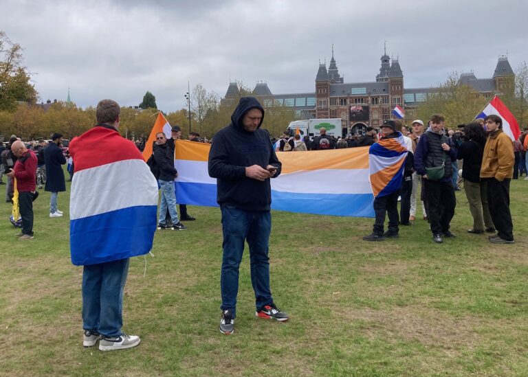Dutch protesters in Amsterdam, Netherlands. Photo Credit- Dutch News