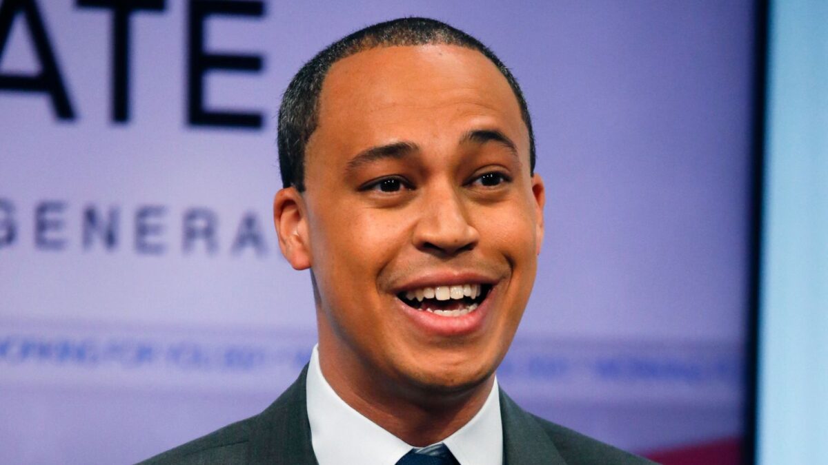 Former Del. Jay Jones gives remarks during the Virginia Democratic Attorney General debate, Saturday, May 15, 2021, in the studio of WTVR in Richmond, Virginia. Image Credit: Shaban Athuman/Richmond Times-Dispatch/AP