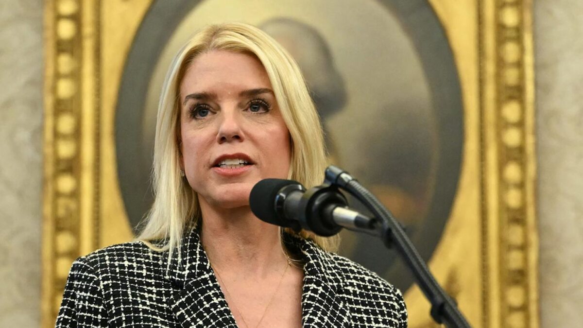 Pam Bondi speaks after being sworn in as US Attorney General in the Oval Office of the White House in Washington, DC, on February 5, 2025. Andrew Caballero-Reynolds/AFP/Getty Images