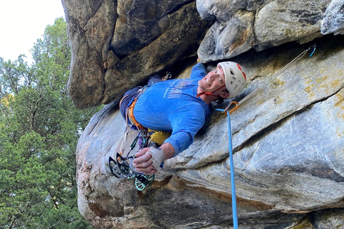 Alaskan climber Balin Miller climbing the route “Croc’s Nose” at Crocodile Rock in Hyalite Canyon near Bozeman, Mont., Sept. 29, 2024. Image Credit: Dylan Miller