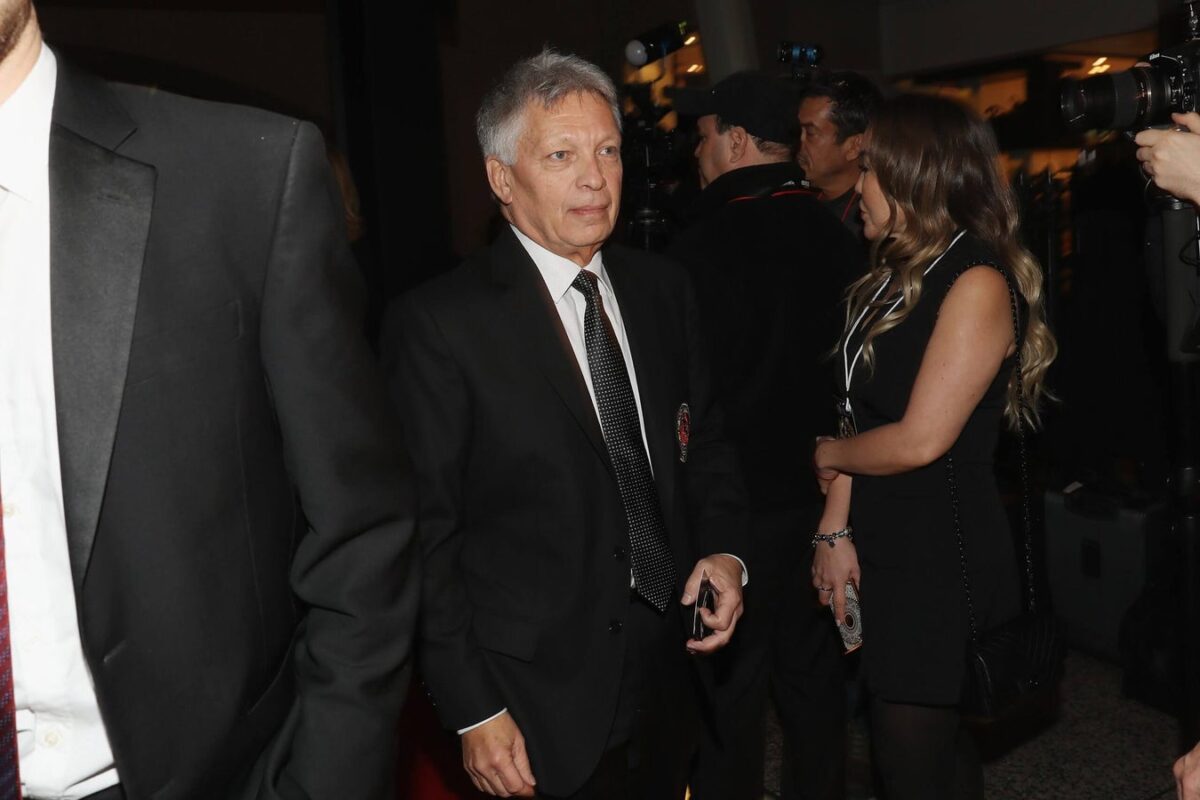 Larry Brooks walks the red carpet after being inducted into the Hockey Hall of Fame in 2018. Bruce Bennett / Getty Images
