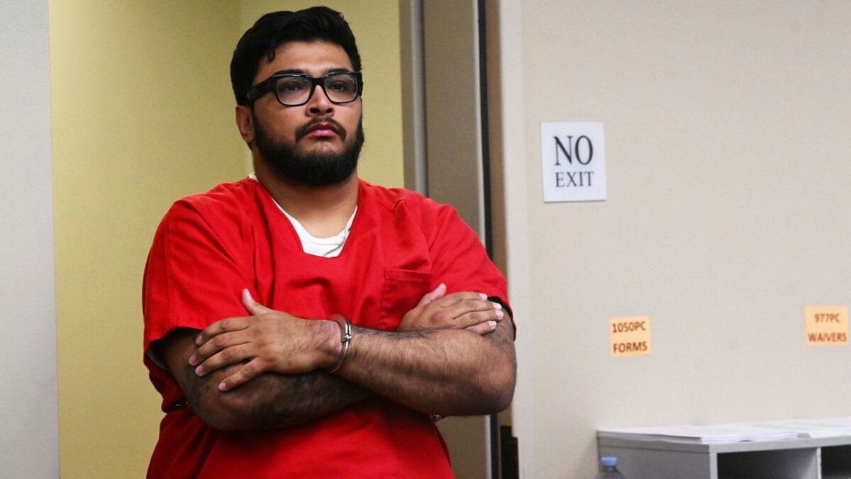 Jake Haro, charged with the murder of his son Emmanuel Haro and making a false report, appears for a hearing at Superior Court, Thursday, Sept. 4, 2025, in Riverside, Calif. , where he pleaded not guilty. (Anjali Sharif-Paul/The Orange County Register via AP, Pool)