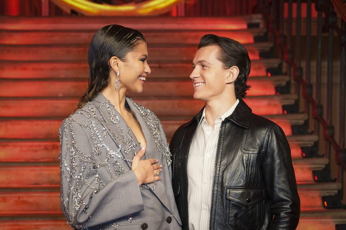 Zendaya and Tom Holland at The Old Sessions House in London on Dec. 5, 2021.Yui Mok / Press Association via AP file