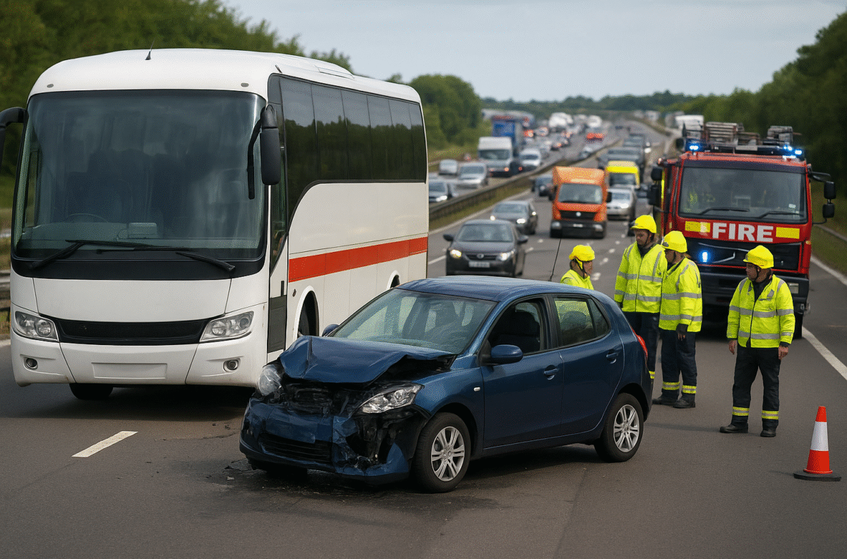  Chaos on the M5: Coach and six-vehicle crashes trigger massive delays in Somerset and Bristol