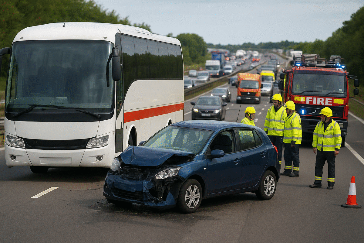 Chaos on the M5: Coach and six-vehicle crashes trigger massive delays in Somerset and Bristol